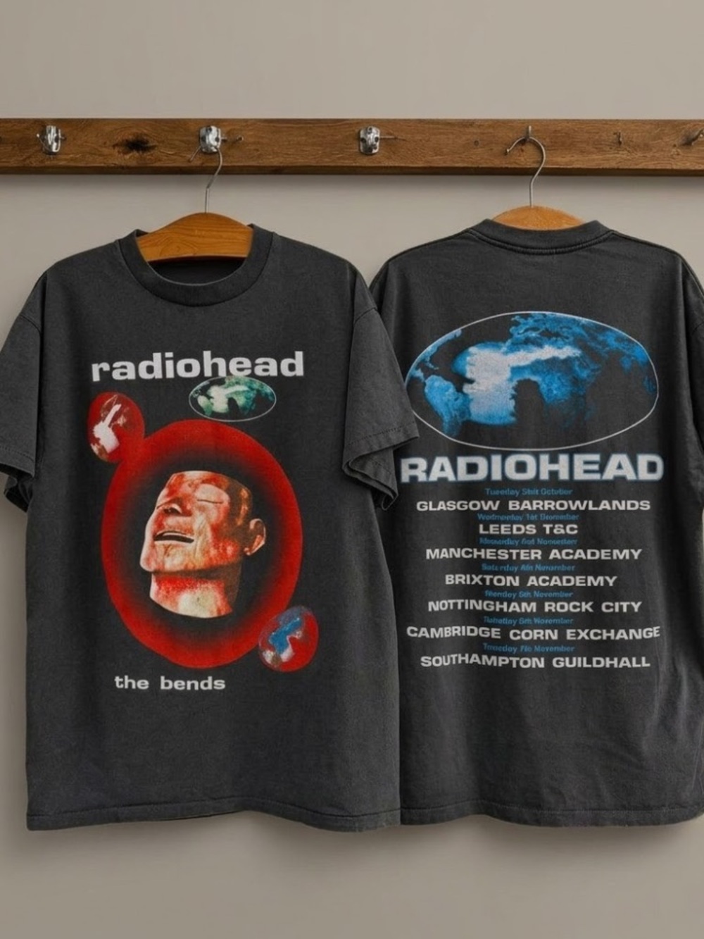 Radiohead The Bends Album Promo Tour Retro 90s Graphic Tee - Gildan Black